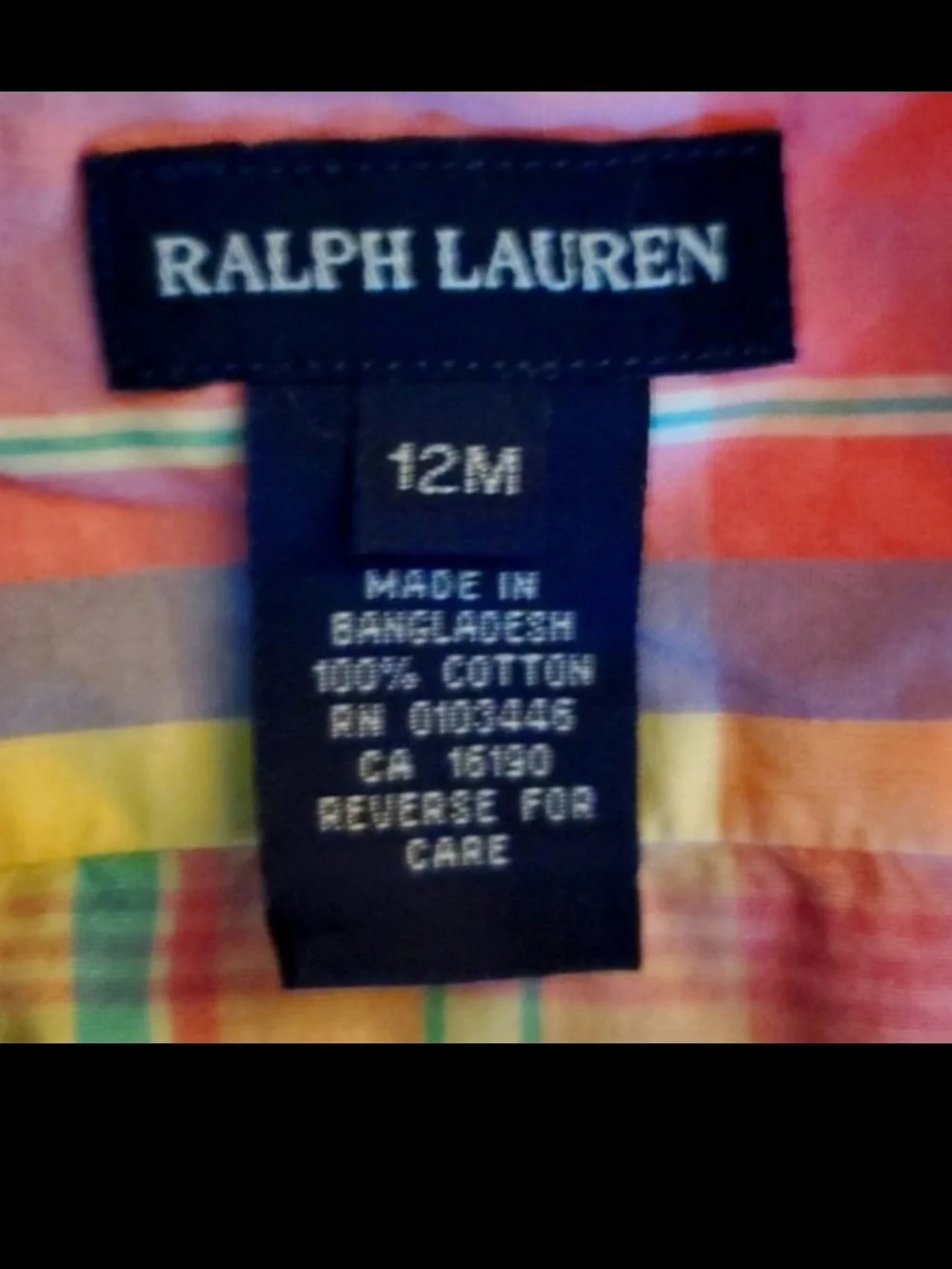 New Ralph Lauren Plaid Sleeveless Top and Shorts Set Size 12 Months
